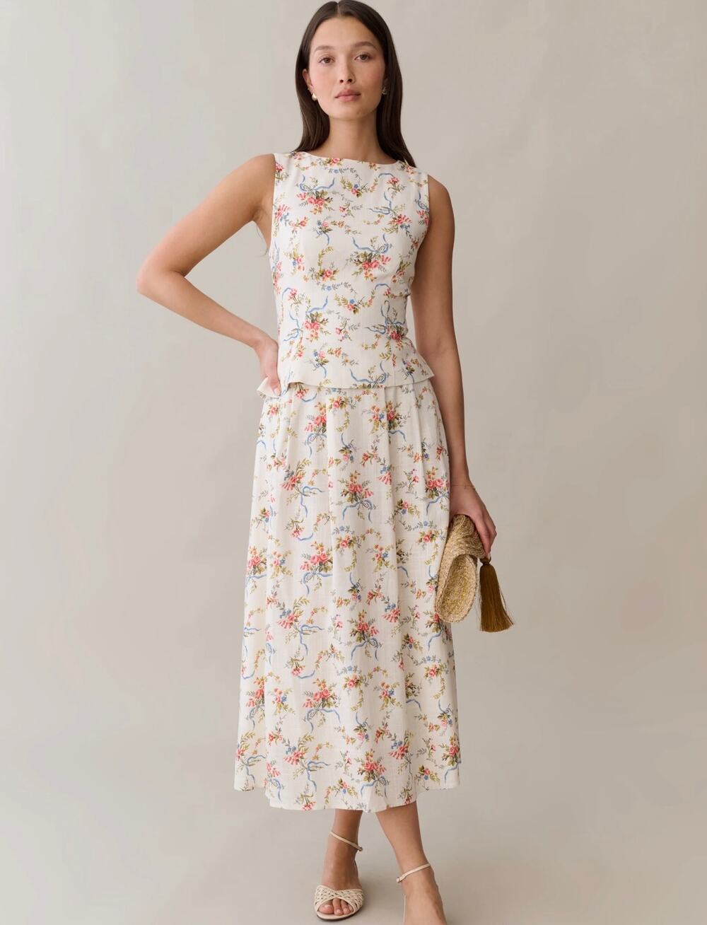 New few Moda O.P.T Aveline linen vintage boutique skirt set $222 sz 10
